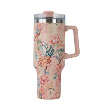 kidsbazars.com Smart Living Store Floral Insulated Tumbler 1200ml (40oz) with Handle & Straw | Double Wall Vacuum Stainless Steel | Leak-Proof Travel Mug