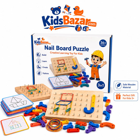 kidsbazars.com Wooden Montessori Geometry Creative Peg Board For Kids