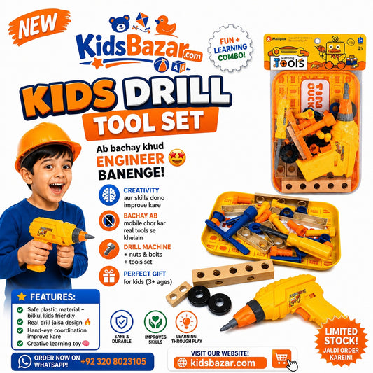 kidsbazars.com Electric Toy Drill Toy Set for Kids – Battery Operated Pretend Play Tool Kit