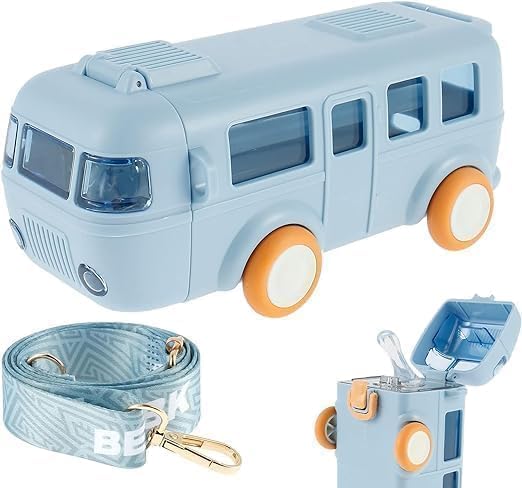 kidsbazars.com (NET) Cute Bus Water Bottle with Shoulder Strap 550 ml