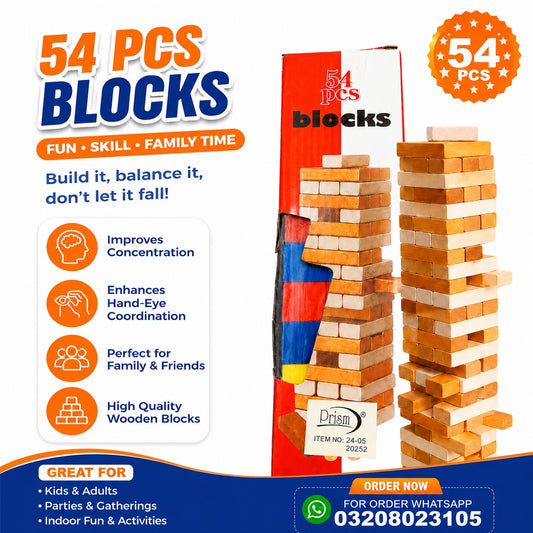 kidsbazars.com Wooden Jenga Game Set for Kids & Family Fun