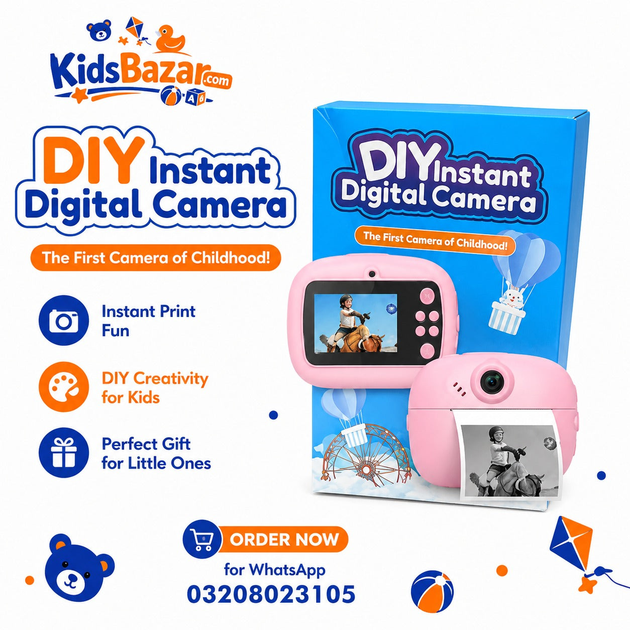 kidsbazars.com Diy Instant Digital Print Camera for Kids (Random Design)(Pack Of 5/10)(Prepaid Only)
