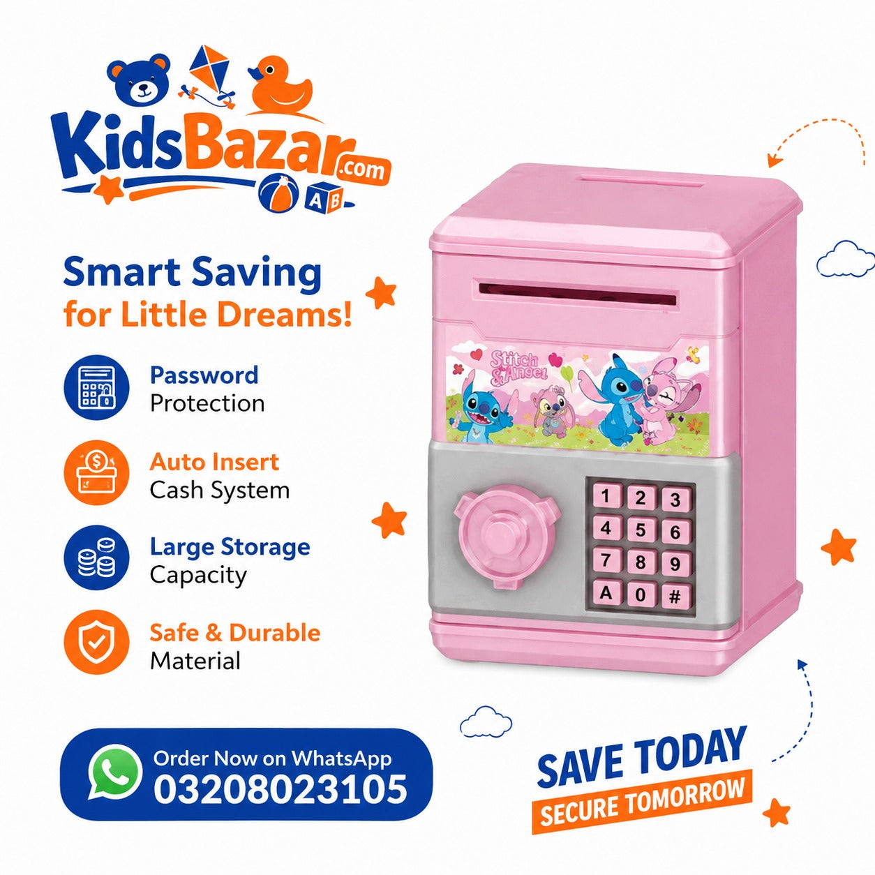 kidsbazars.com mini atm savings piggy banks toys for real money save for kids girls boys adults,