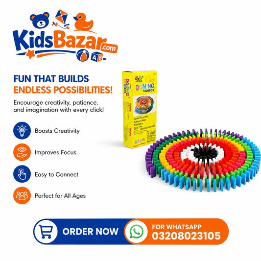 kidsbazars.com Wooden Dominos 100 Block – Educational Colorful Kids Learning Toy Set