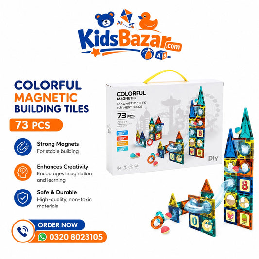 kidsbazars.com Magnetic Building Tiles Set (73 Pcs) | STEM Educational