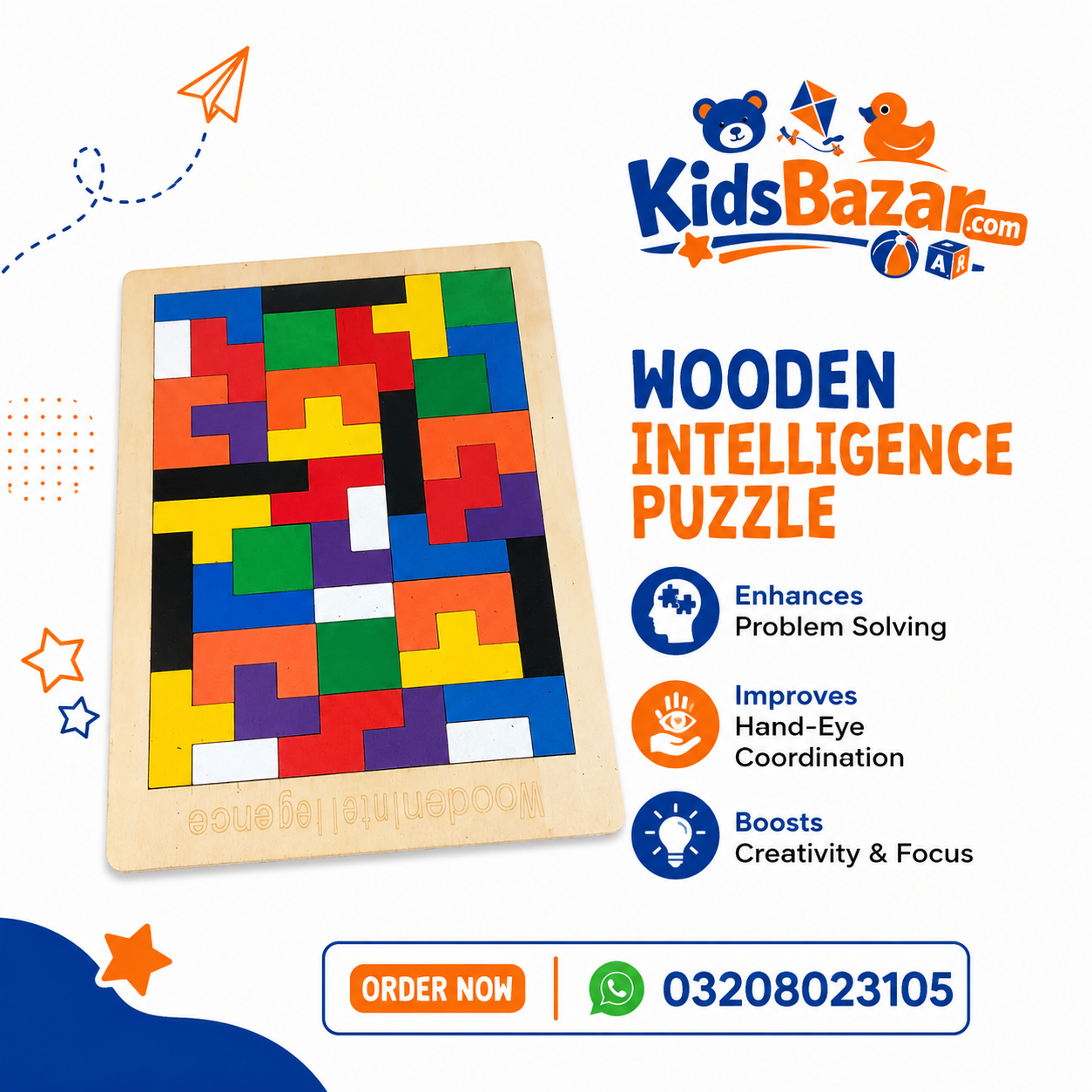 kidsbazars.com Wooden Intelligence 40 Pcs Russian Puzzle Blocks
