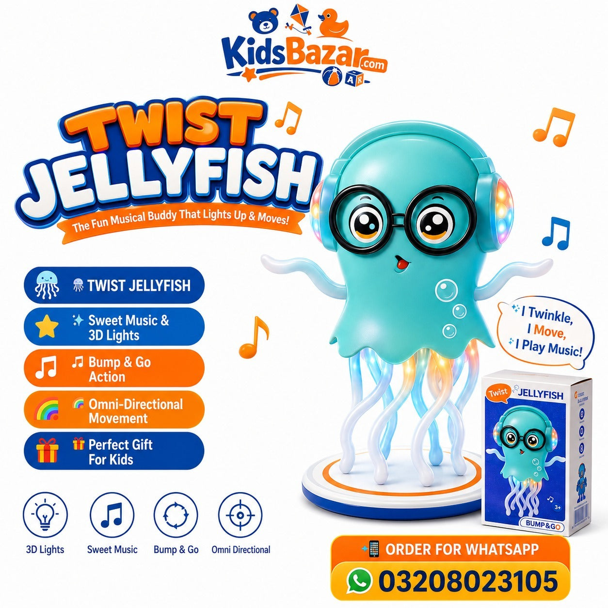 kidsbazars.com Dancing Jellyfish Toy – Musical Light-Up Kids Fun Toy