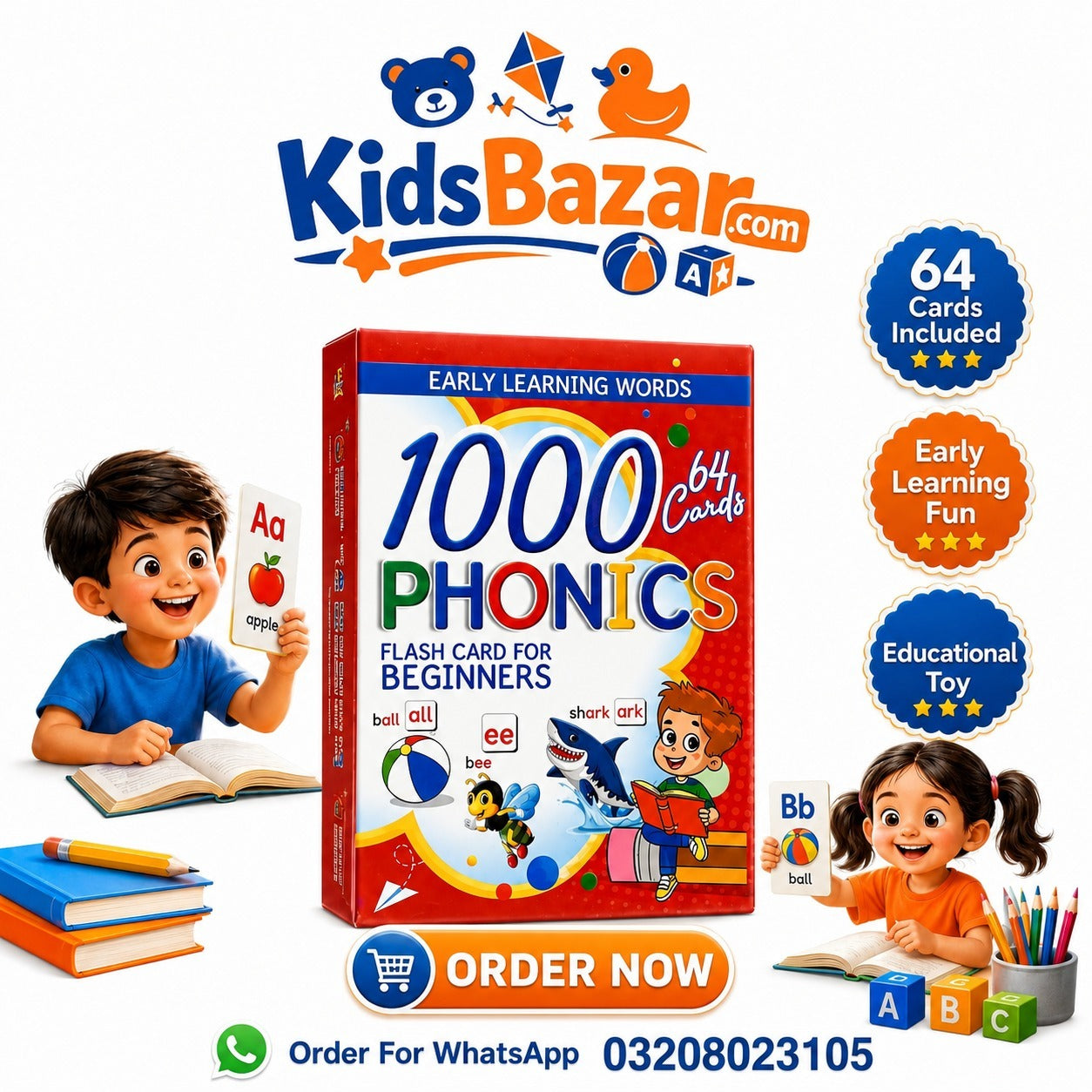 kidsbazars.com 1000 Phonics Flash Cards – Fun Learning Cards for Children