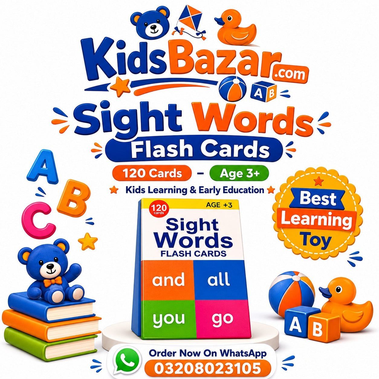 kidsbazars.com Sight Words Flash Cards for Kids – Easy Learning Fun