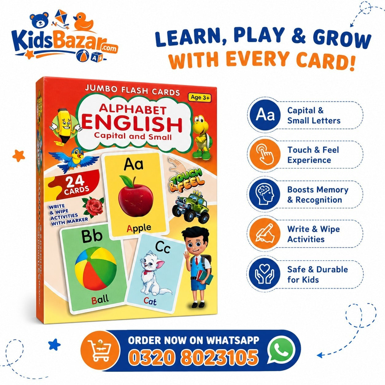 kidsbazars.com English Alphabet Jumbo Flash Cards for Preschool & Kids
