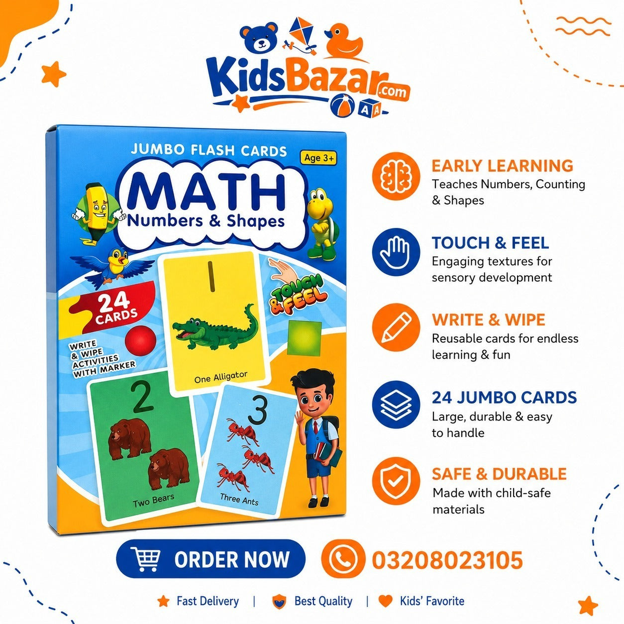 kidsbazars.com Math Jumbo Flash Cards – Fun Learning for Kids