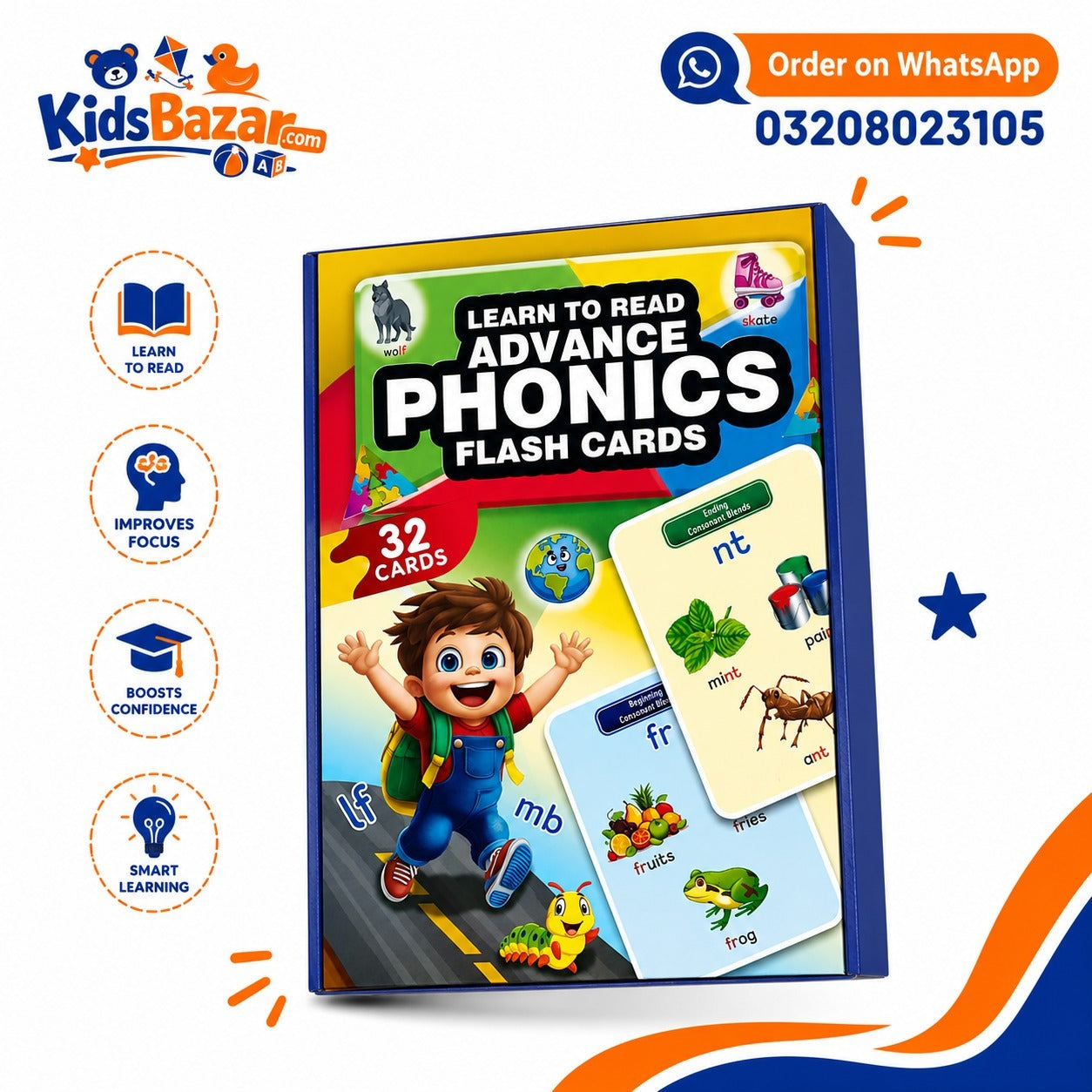 kidsbazars.com Advanced Phonics Flashcards for Kids – Learn Reading Fast