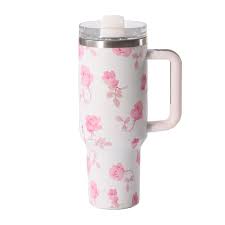 kidsbazars.com Smart Living Store Floral Insulated Tumbler 1200ml (40oz) with Handle & Straw | Double Wall Vacuum Stainless Steel | Leak-Proof Travel Mug