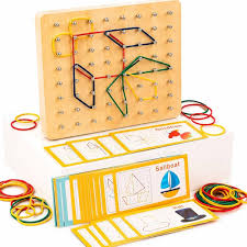 kidsbazars.com Wooden Montessori Geometry Creative Peg Board For Kids