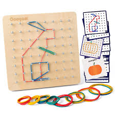kidsbazars.com Wooden Montessori Geometry Creative Peg Board For Kids